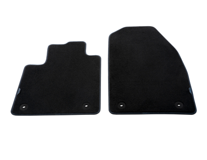 Carpet Floor Mats front, black with blue stitching