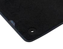 Carpet Floor Mats front, black with blue stitching