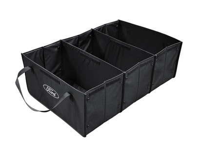 Organiseur de coffre pliable, tissu noir, avec ovale Ford blanc sur les deux côtés