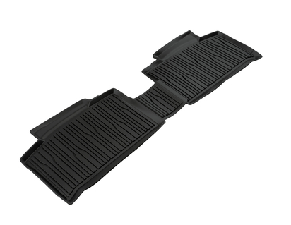 Rubber Floor Mats rear, black, tray style with raised edges